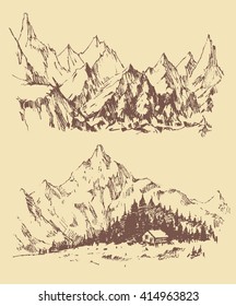 Mountains sketch. Vector