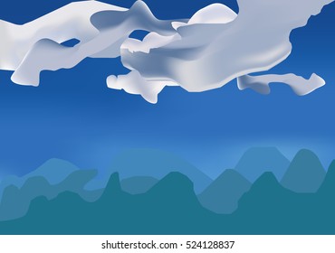 mountains and sky landscape. Vector illustration and EPS10. with copy space for add text