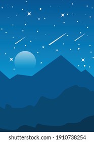 mountains and the sky at night vector illustration