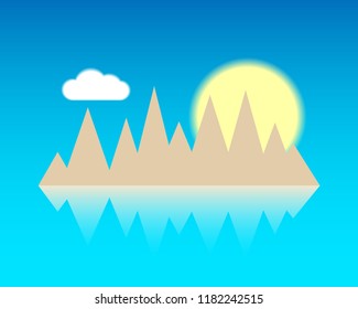 Mountains sky and sunshine background