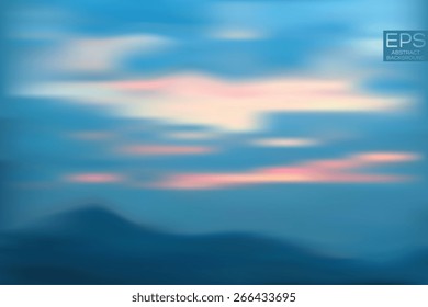 Mountains sky. Vector art. Illustration of soft colored abstract background. Web and mobile interface template. Travel corporate website design. Minimalistic backdrop.Editable. Blurred. Landscape