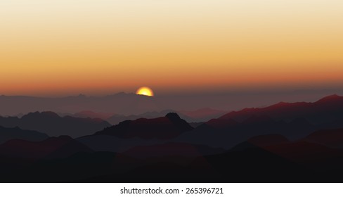 Mountains skyline panorama sunrise vector illustration background