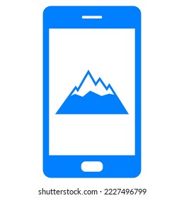 Mountains and smartphone on white