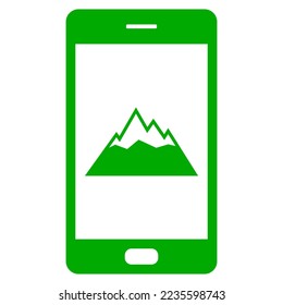 Mountains and smartphone on white