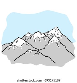 Mountains and snow caps  The mountain range  Vector illustration 