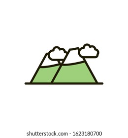 mountains snow clouds sky nature drawing vector illustration