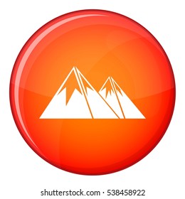 Mountains with snow icon in red circle isolated on white background vector illustration
