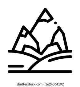 Mountains with Snow Icon Vector. Outline Mountains with Snow Sign. Isolated Contour Symbol Illustration