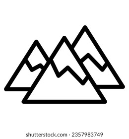 Mountains with snow line icon, World snow day concept, winter mountain sign on white background, mountains landscape icon in outline style for mobile concept and web design. Vector graphics