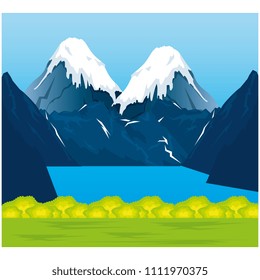 mountains with snow scene