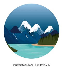 mountains with snow scene