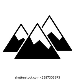 Mountains with snow solid icon, World snow day concept, winter mountain sign on white background, mountains landscape icon in glyph style for mobile concept and web design. Vector graphics