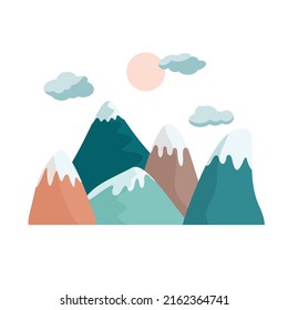 mountains with snowy peaks and clouds