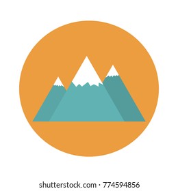 Mountains with snowy peaks flat icon. Vector illustration