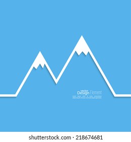 The mountains with snowy peaks. Vector icon. 