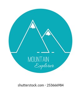 The mountains with snowy peaks. Vector icon. 