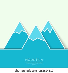 The mountains with snowy peaks. Vector icon. 