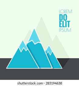 The mountains with snowy peaks. Vector icon.