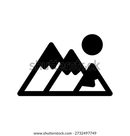 Mountains solid line illustration of a road trip icon