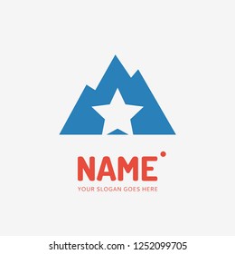 The mountains and star. Vector logo design. Business concept icon.