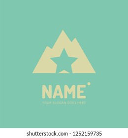 The mountains and star. Vector logo design. Business concept icon.