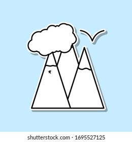 mountains sticker icon. Simple thin line, outline vector of Turizm icons for ui and ux, website or mobile application