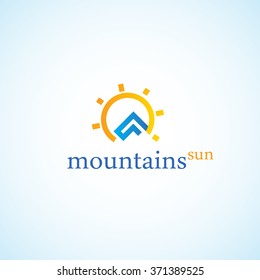 The mountains and the sun. Bright original logo.