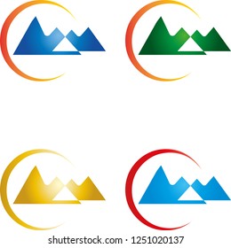 Mountains and sun in different colors collection