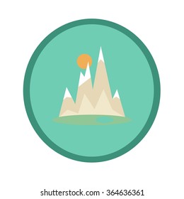 Mountains and the sun.  flat style trend modern logo design vector illustration.