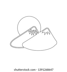 Mountains and sun icon. Element of China for mobile concept and web apps icon. Outline, thin line icon for website design and development, app development