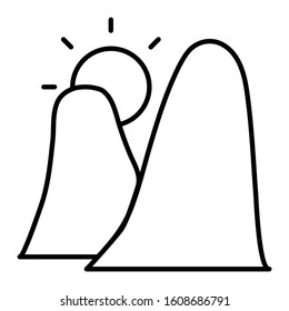 Mountains and Sun image icon or logo illustration on white background. Perfect use for website, pattern, design, etc.