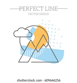 Mountains and Sun image. Vector design