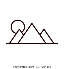 mountains sun landscape nature vector illustration line style icon