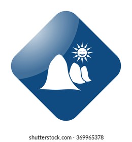 Mountains and sun landscape simple icon on colorful background