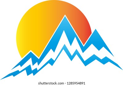 Mountains and sun logo