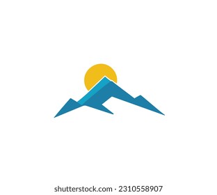 Mountains and sun logo landscape design cartoon