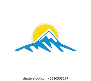 Mountains and sun logo landscape design cartoon