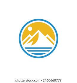 Mountains and sun logo landscape design vector image 