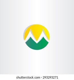 mountains and sun logo letter m icon design