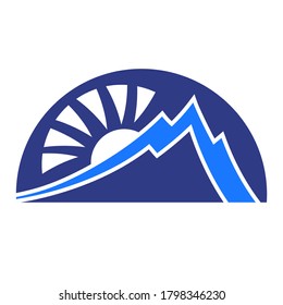 Mountains and sun logo, vector graphics