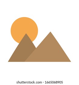 mountains sun nature landscape on white background vector illustration tone color icon