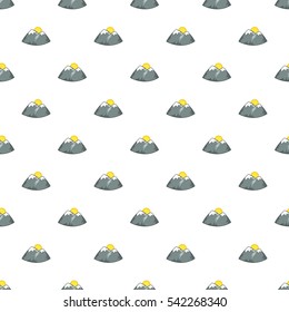 Mountains and sun pattern. Cartoon illustration of mountains and sun vector pattern for web