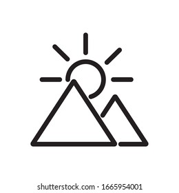 mountains with sun scene line style vector illustration design