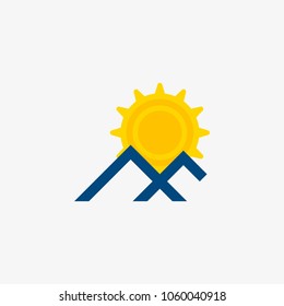 mountains with sun vector icon