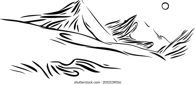 mountains, sun vector illustration .