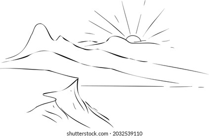 mountains, sun vector illustration .