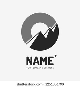 The mountains and sun. Vector logo design. Business concept icon.