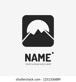 The mountains and sun. Vector logo design. Business concept icon.
