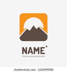 The mountains and sun. Vector logo design. Business concept icon.