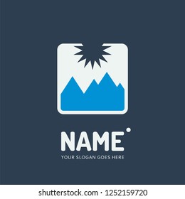 The mountains and sun. Vector logo design. Business concept icon.
